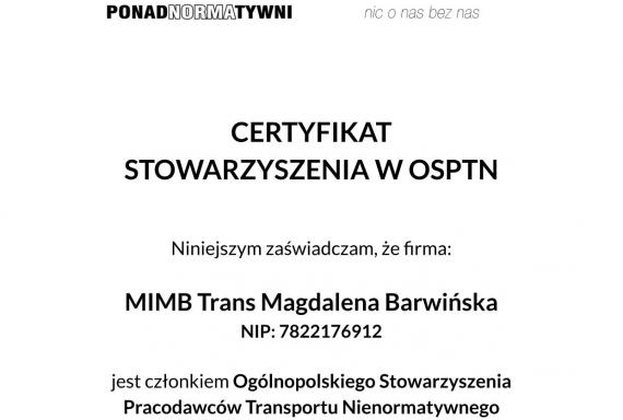 Certyfikat OSPTN